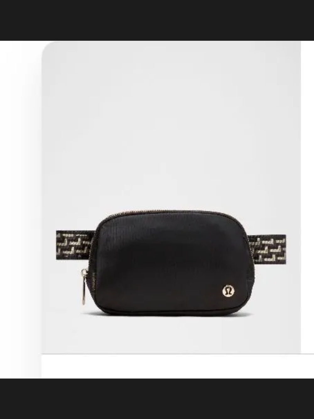 lululemon athletica Black Mini Belt Bag with Logo Zip Pull